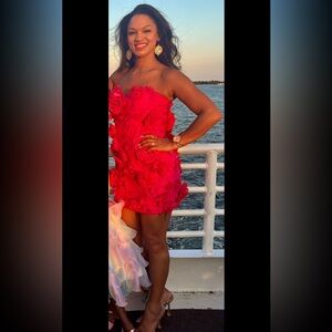 Elegant Red Strapless Dress